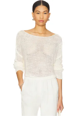 ENZA COSTA Linen Open Knit Bateau Sweater in