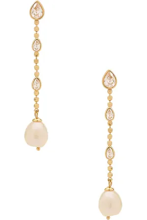 Ettika Pearl And Crystal Linear Earrings in