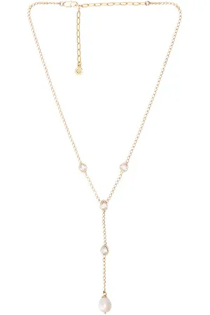 Ettika Dotted Crystal And Pearl Lariat Necklace in