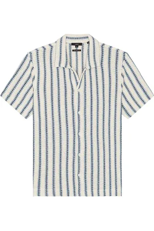 Vince Beach Stripe Knit Button Down Shirt in