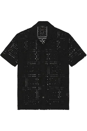 Vince Knit Crochet Short Sleeve Button Down Shirt in