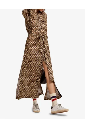 Golden Goose Vestito lungo leopard chemisier golden - Beige