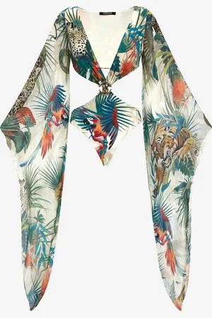 Roberto Cavalli Costume Intero Stampa Jungle Maniche Seta