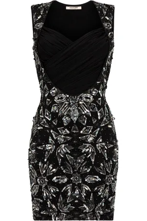 Roberto Cavalli Floral Bead-Embellished Mini Dress