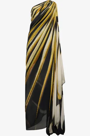 Roberto Cavalli Abito Maxi In Seta Stampa Ray Of Gold