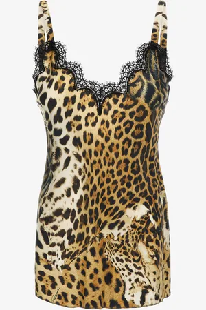 Roberto Cavalli Top con stampa Jaguar Skin