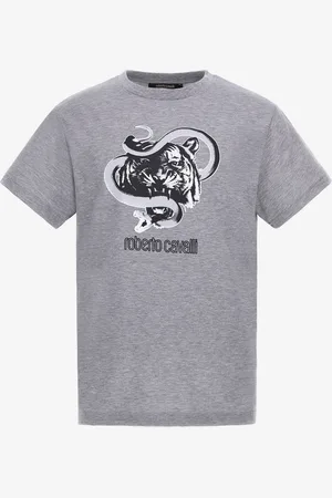 Roberto Cavalli T-shirt con stampe Jaguar e Snake