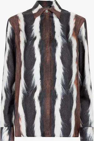 Roberto Cavalli Camicia in seta stampa Strisce