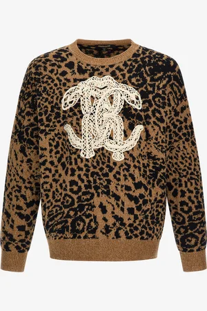 Roberto Cavalli Maglione stampa Jaguar Skin e Monogram RC
