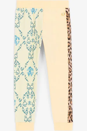 Roberto Cavalli Pantaloni sportivi con stampe floreale e Leopard