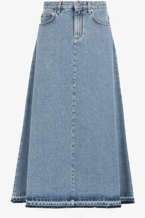 Roberto Cavalli Gonna svasata in denim con orlo sfrangiato