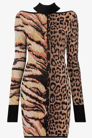Roberto Cavalli Mini abito jacquard con motivi animalier