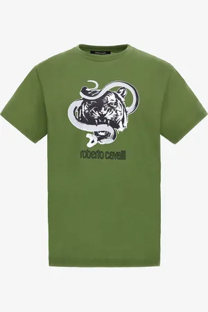 Roberto Cavalli T-shirt con stampe Jaguar e Snake
