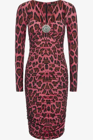 Roberto Cavalli Abito midi stampa Leopard