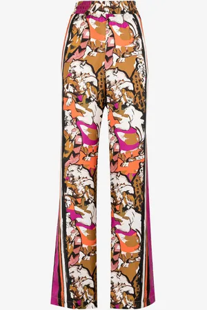 Roberto Cavalli Pantaloni in seta con stampa animalier