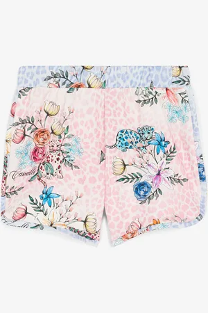 Roberto Cavalli Shorts con stampa Jaguar e motivo floreale