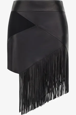 Roberto Cavalli Gonna in pelle con frange