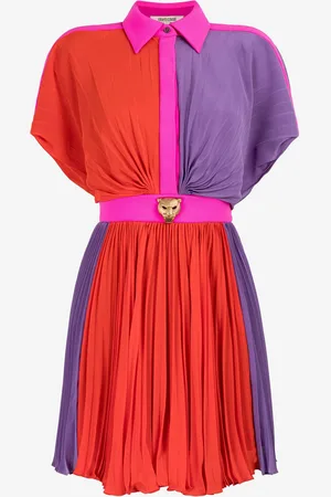 Roberto Cavalli Mini abito color-block con plissettature