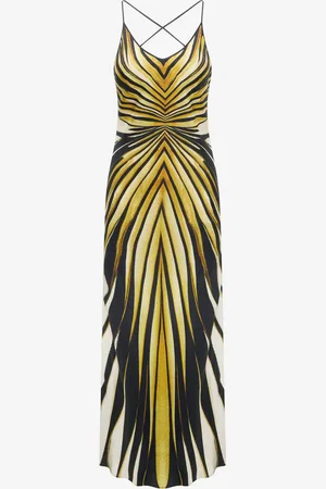 Roberto Cavalli Abito Maxi In Seta Stampa Ray Of Gold