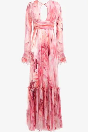 Roberto Cavalli Abito lungo stampa Plumage