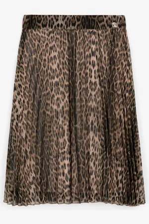 Roberto Cavalli Gonna plissettata con stampa Leopard