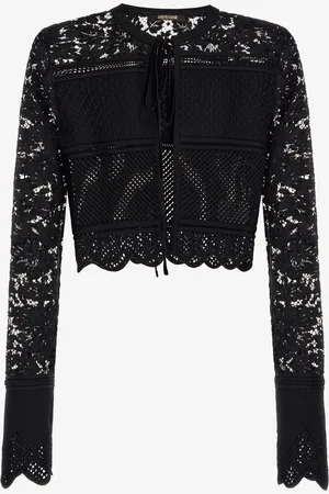 Roberto Cavalli Cardigan In Pizzo Con Laccio Frontale