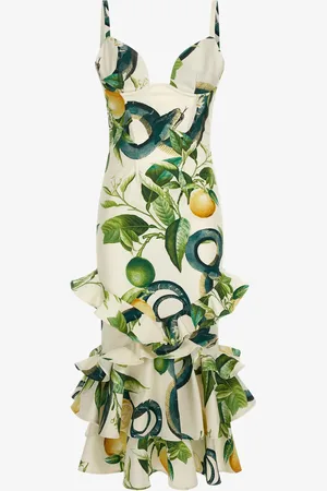 Roberto Cavalli Abito midi stampa Limoni