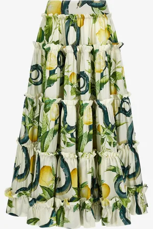 Roberto Cavalli Gonna con pieghe stampa Limoni
