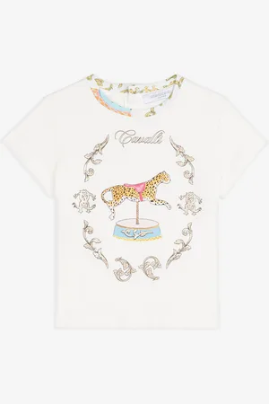 Roberto Cavalli T-shirt con stampa floreale e carosello