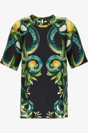 Roberto Cavalli T-shirt con stampa Limoni e Snake