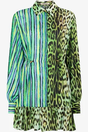 Roberto Cavalli Mini abito con stampa Jaguar e strisce Baiadera