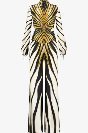 Roberto Cavalli Tuta In Seta Stampa Ray Of Gold
