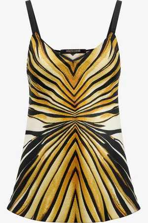 Roberto Cavalli Top stampa Ray Of Gold in seta