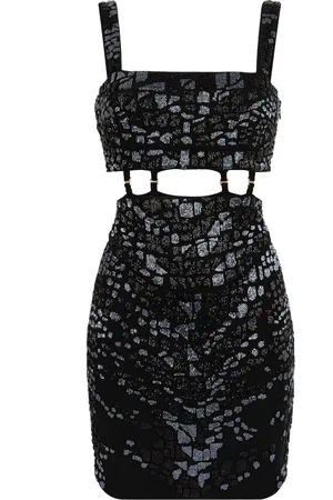 Roberto Cavalli Leopard Bead-Embellished Mini Dress