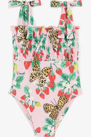 Roberto Cavalli Costume con stampa fragole e farfalle