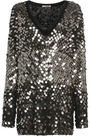 Roberto Cavalli Maglia con paillettes metallizzate