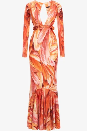 Roberto Cavalli Abito lungo stampa Plumage