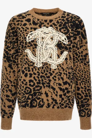 Roberto Cavalli Maglione con Monogram RC e stampa Jaguar Skin