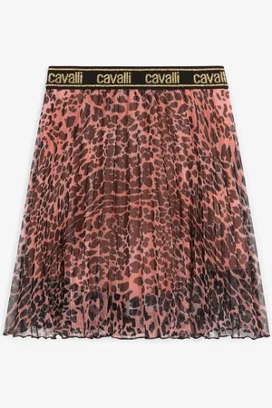 Roberto Cavalli Gonna plissettata con stampa Leopard
