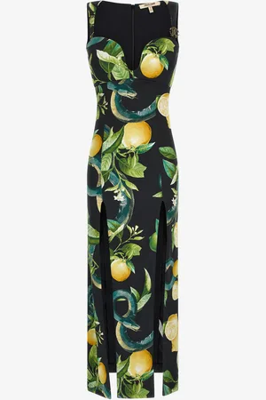 Roberto Cavalli Abito midi con stampa Limoni