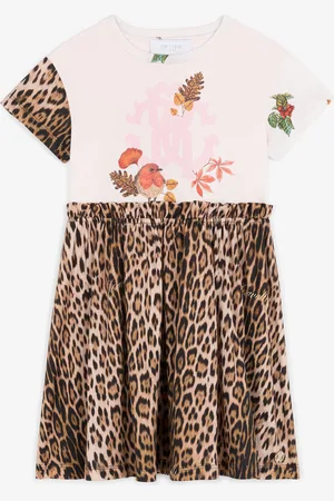 Roberto Cavalli Abito con stampe uccellino e Leopard