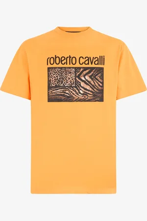 Roberto Cavalli T-shirt con stampa animalier e logo
