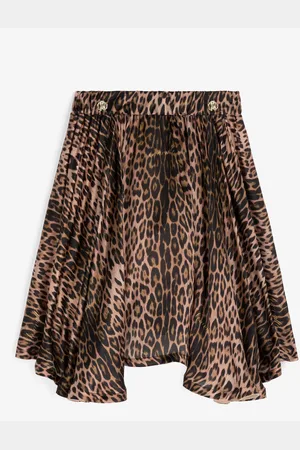 Roberto Cavalli Gonna in seta con stampa Jaguar