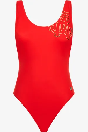 Roberto Cavalli Costume Intero Rosso con Monogram RC