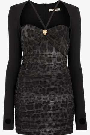 Roberto Cavalli Mini abito con arricciature e stampa Jaguar
