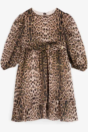 Roberto Cavalli Abito in seta con stampa Jaguar