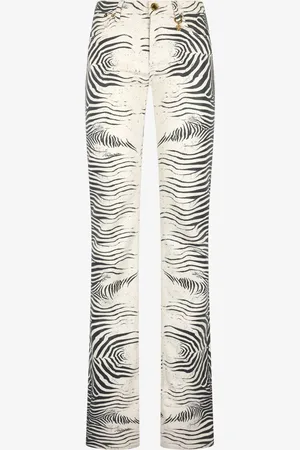 Roberto Cavalli Pantaloni Con Stampa White Tigresse