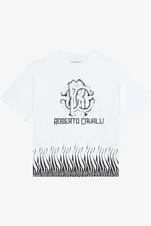 Roberto Cavalli T-Shirt Stampa Zebra Con Monogram RC E Logo