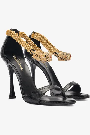 Roberto Cavalli Sandali In Pelle Con Teste Di Tigre