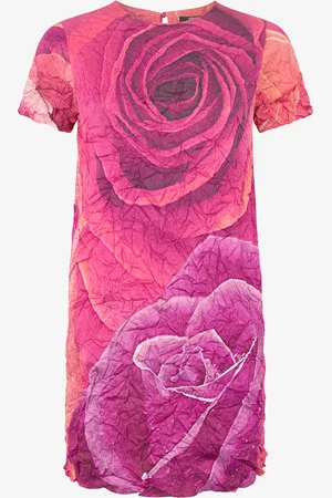 Roberto Cavalli Abito Effetto Increspato Con Stampa Rose